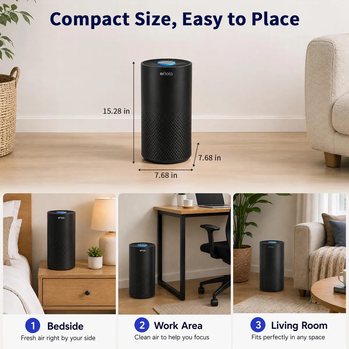 Afloia Air Purifier for Home Bedroom Large Room up to 1500 Sq Ft | 4-Stage HEPA Filtration with Sleep Mode - view 7