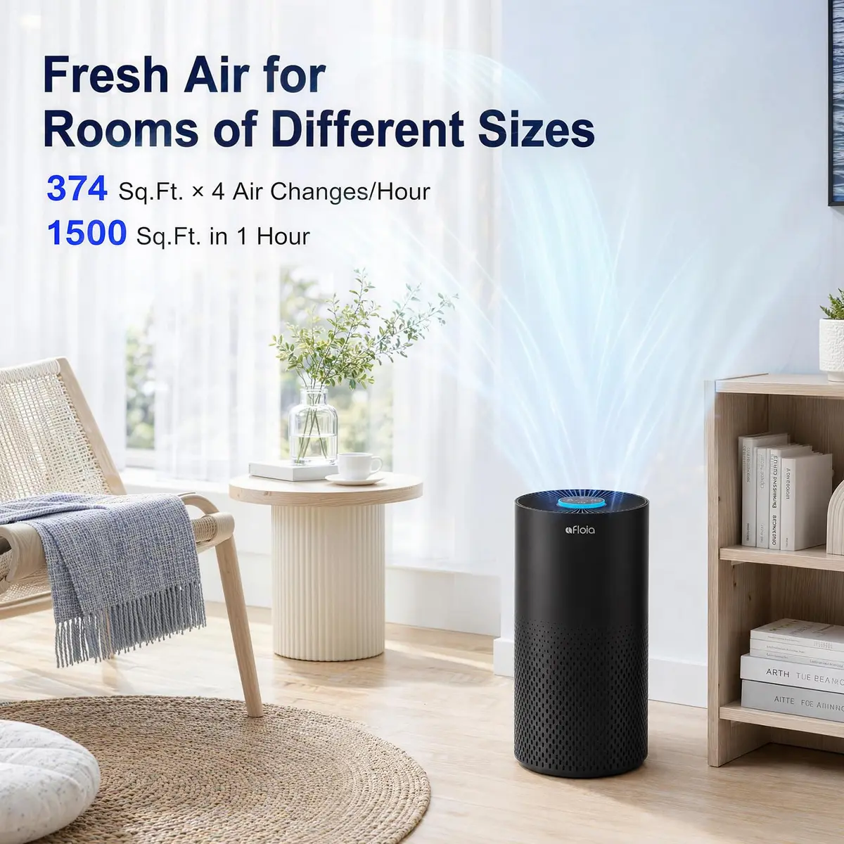 Afloia Air Purifier for Home Bedroom Large Room up to 1500 Sq Ft | 4-Stage HEPA Filtration with Sleep Mode - view 2