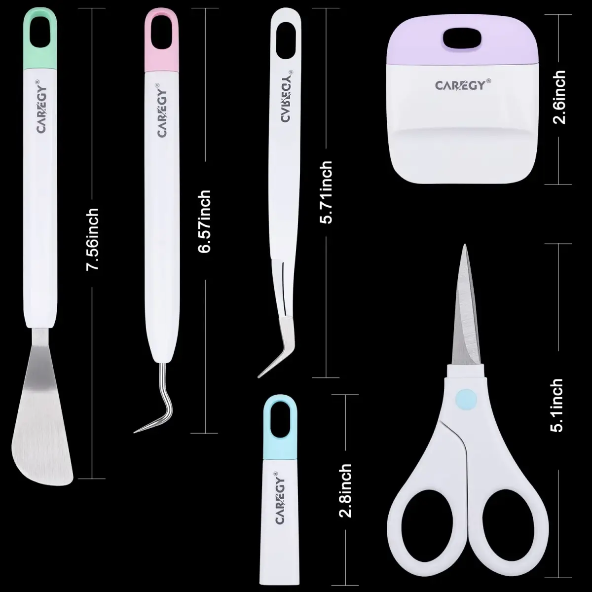 CAREGY Craft Vinyl Weeding Tools Set 5-Piece | Precision Tools for Cricut & Silhouette Projects - view 2