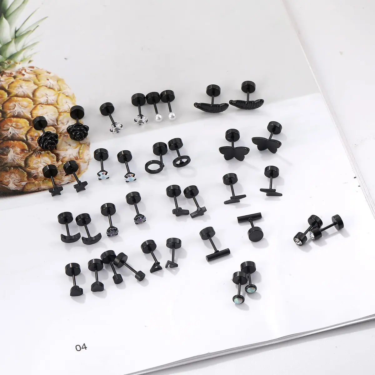 Staligue Hypoallergenic Flat Back Earrings Set – Surgical Steel, 18 Pairs, 20G, Nickel-Free, Geometric & CZ Styles - view 4