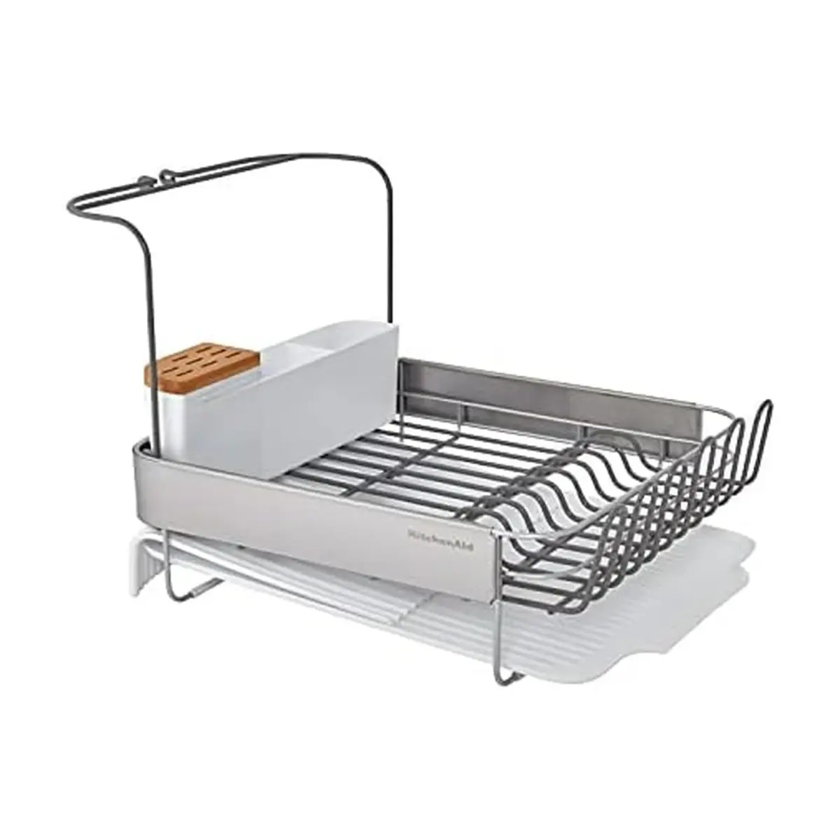 KitchenAid Full Size Expandable Dish Rack with Angled Drainboard and Removable Caddy, 24-Inch, White - main product image