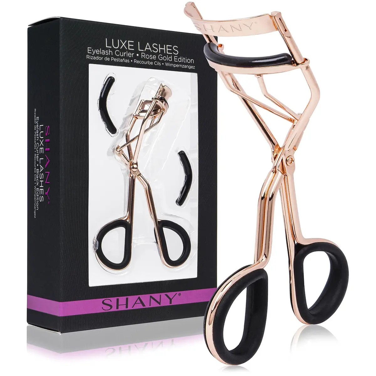 SHANY Luxe Lashes Eyelash Curler Rose Gold | Professional Makeup Tool with 2 Replacement Pads - main product image