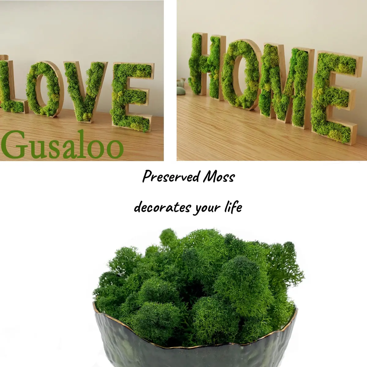 Gusaloo Preserved Moss for Potted Plants 3.5oz | Long-Lasting Green Moss for Craft & Decor - view 3