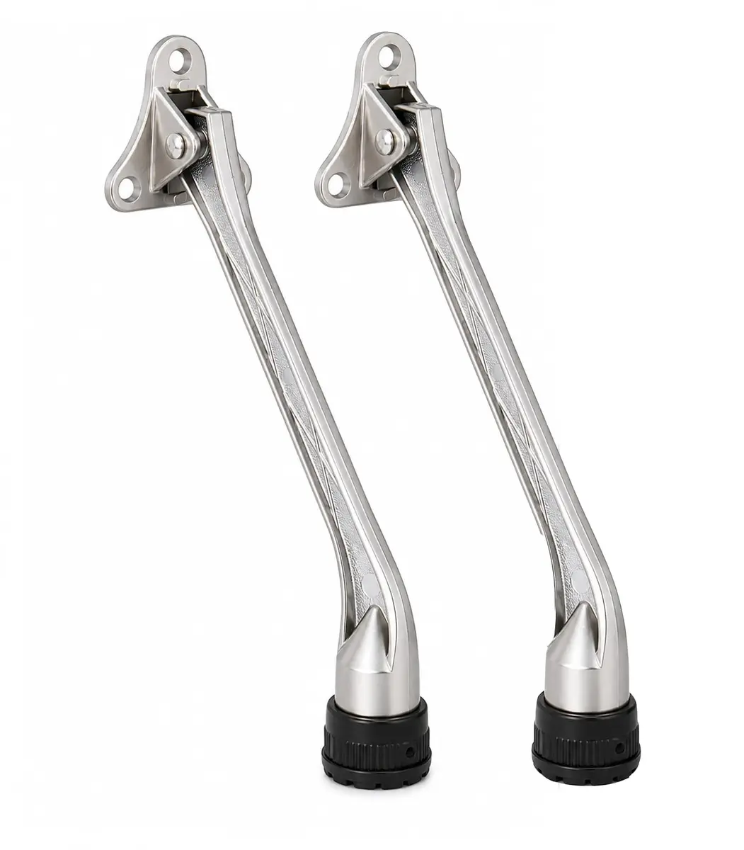 HOME&I 7" Kick Down Door Stopper, Extended Reach Zinc Alloy Door Stop with Leaf Spring & Non-Slip Rubber Foot - main product image