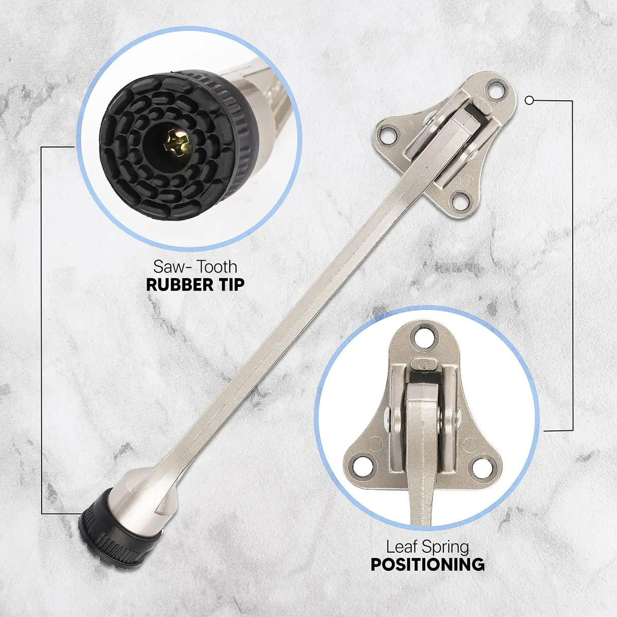 HOME&I 7" Kick Down Door Stopper, Extended Reach Zinc Alloy Door Stop with Leaf Spring & Non-Slip Rubber Foot - view 8