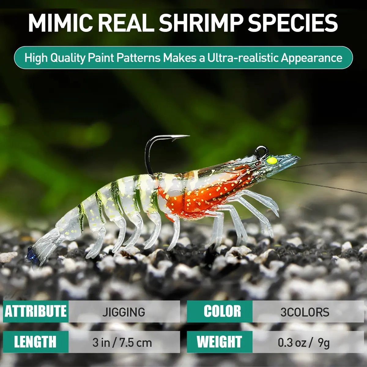 TRUSCEND Duramax Soft Fishing Lures 7.5cm (3in) | Tear-Resistant TPE Shrimp & Crayfish Baits with BKK Hooks - view 5