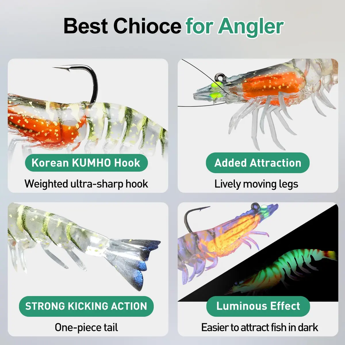 TRUSCEND Duramax Soft Fishing Lures 7.5cm (3in) | Tear-Resistant TPE Shrimp & Crayfish Baits with BKK Hooks - view 7