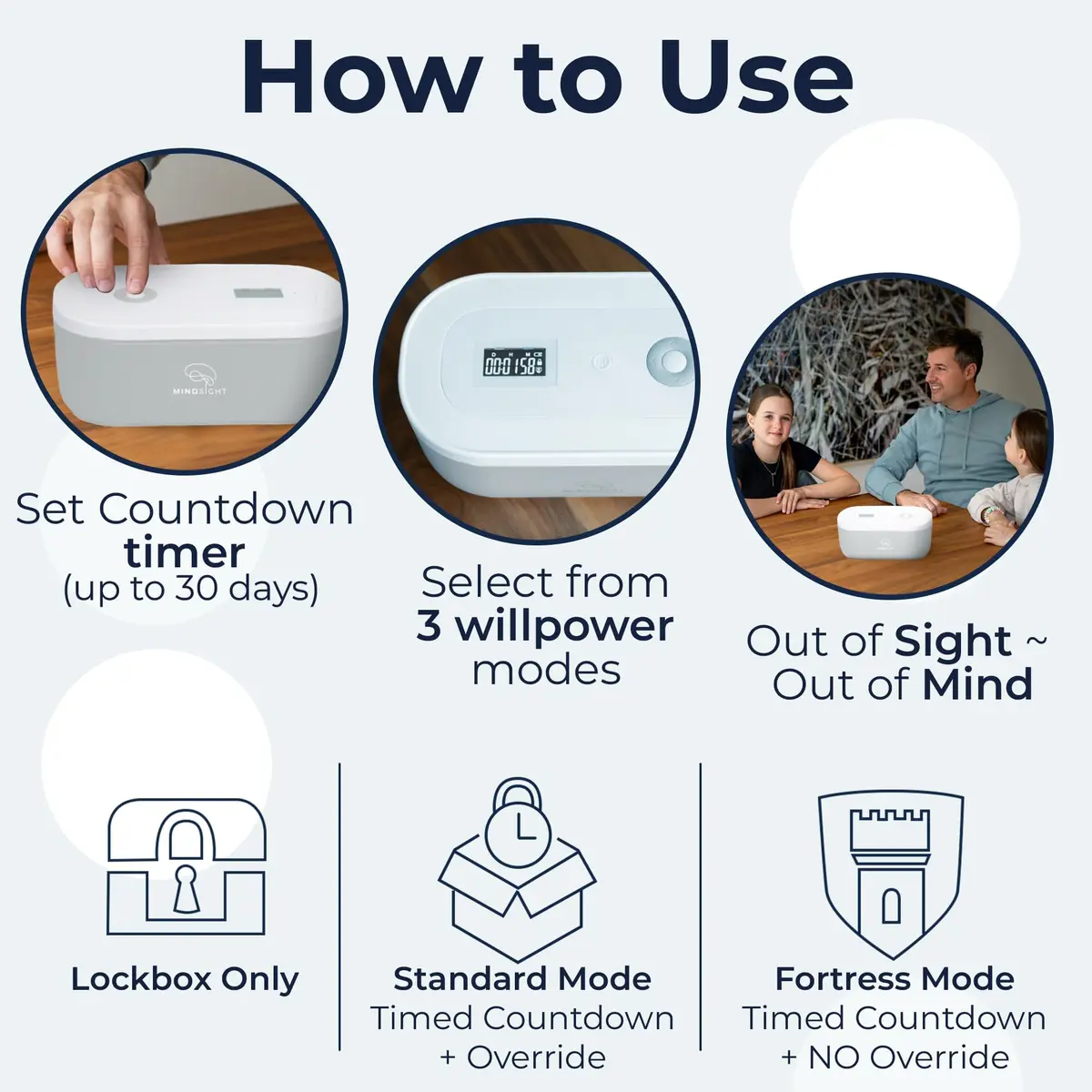 Mindsight Timed Lock Box | Unplug from Phones, Video Games, Social Media | 3 Modes | Easy to Use | Out of Sight ~ Out of Mind | Boost Your Mental Wellness - view 5