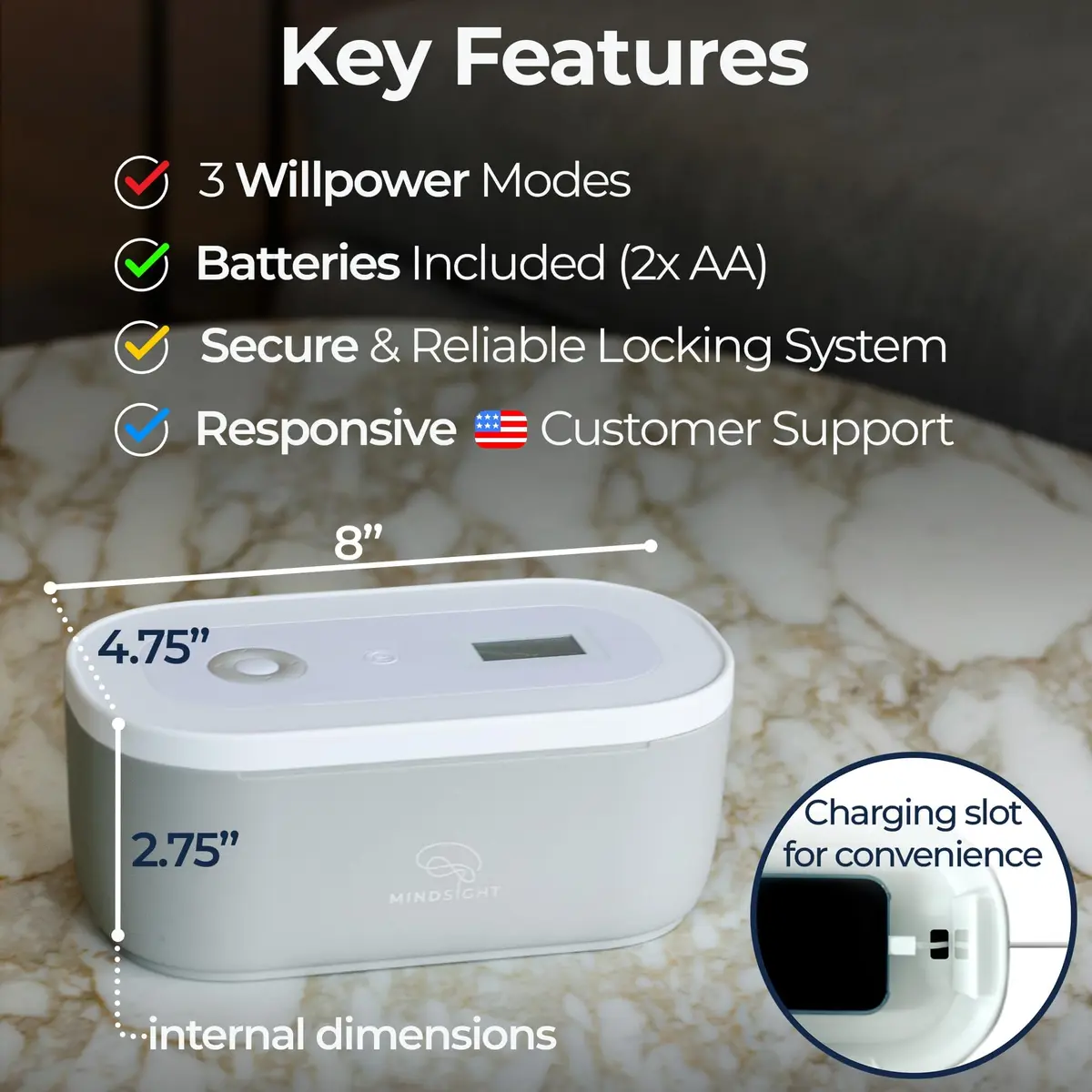 Mindsight Timed Lock Box | Unplug from Phones, Video Games, Social Media | 3 Modes | Easy to Use | Out of Sight ~ Out of Mind | Boost Your Mental Wellness - view 4