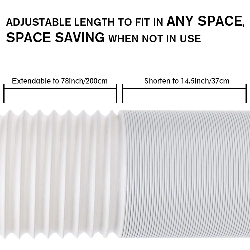 UNAOIWN Portable AC Exhaust Hose 5.9" Diameter, Extendable up to 2m, Durable Polypropelene - view 2