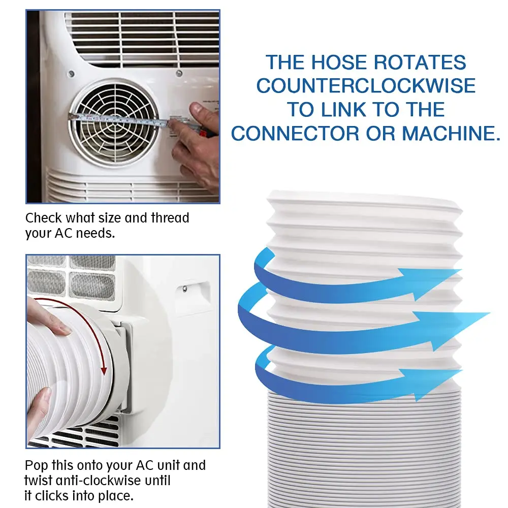 UNAOIWN Portable AC Exhaust Hose 5.9" Diameter, Extendable up to 2m, Durable Polypropelene - view 4