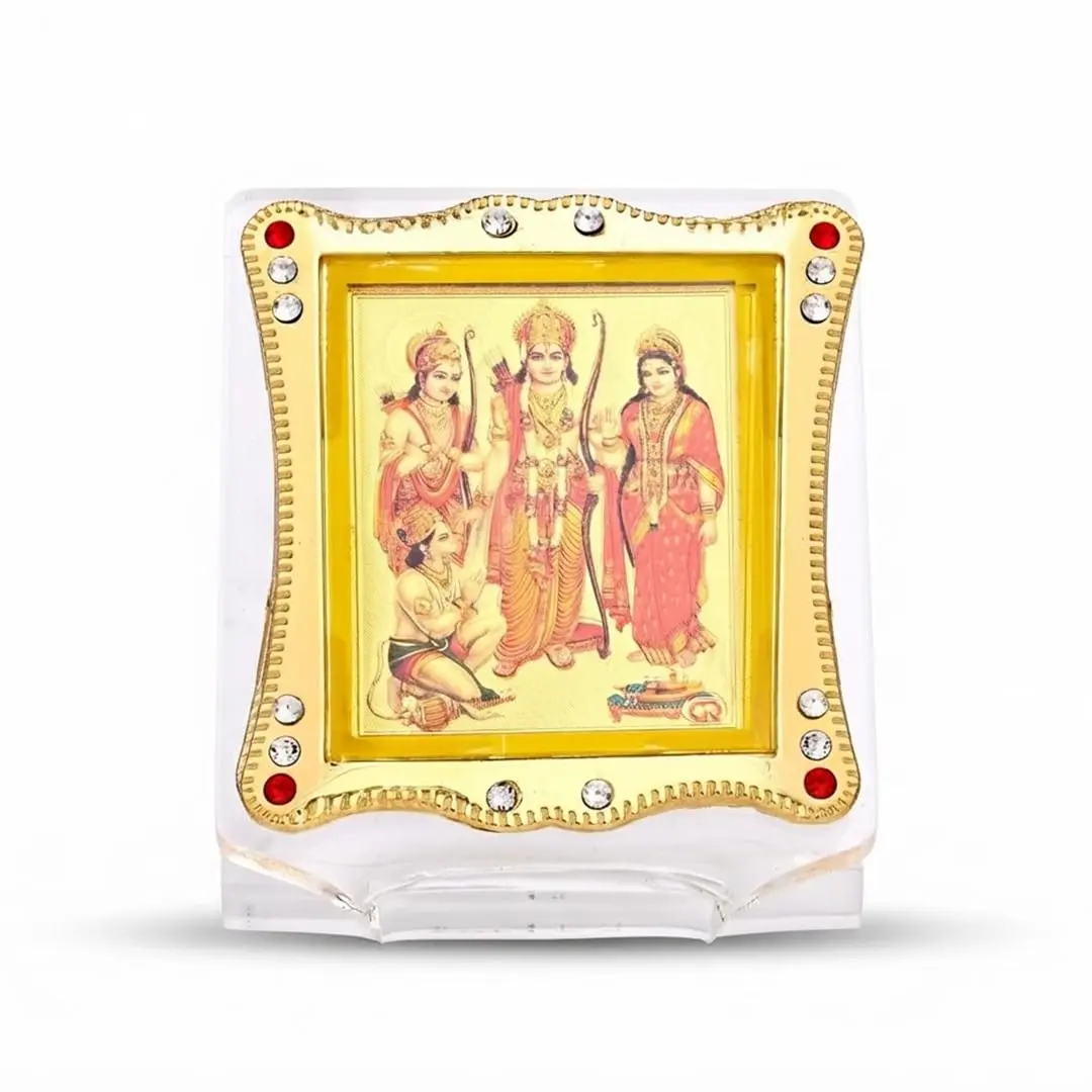 Shoppersduniya Lord Ram Sita Laxman & Hanuman Idol for Car Dashboard 6x3x7 cm | Acrylic Collectible Figurine with Blessings - main product image