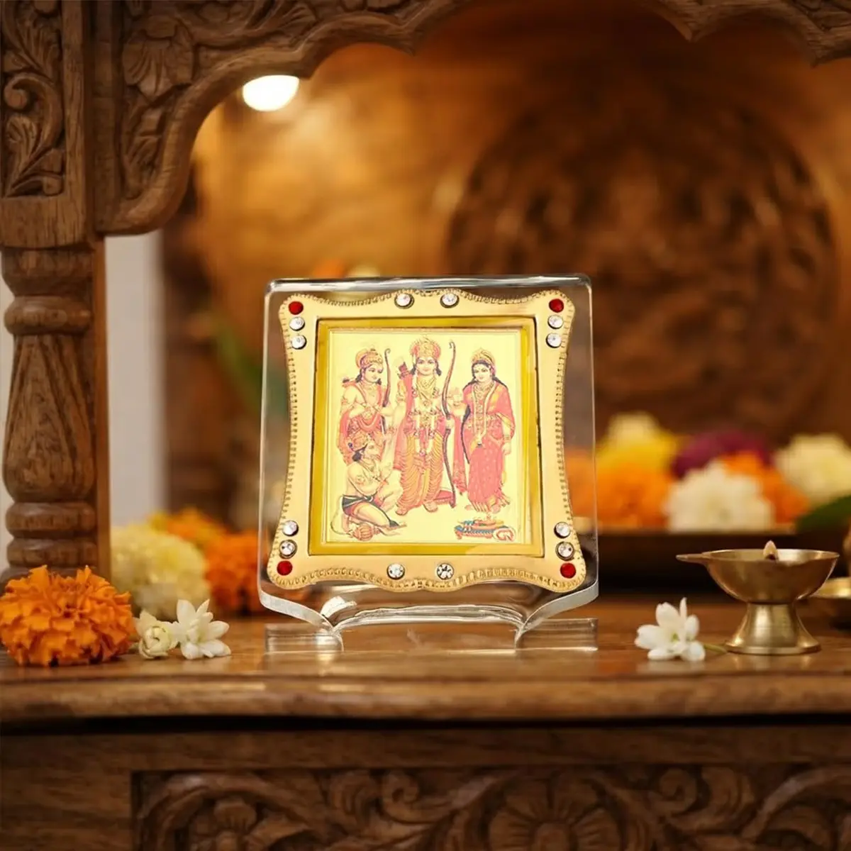 Shoppersduniya Lord Ram Sita Laxman & Hanuman Idol for Car Dashboard 6x3x7 cm | Acrylic Collectible Figurine with Blessings - view 9