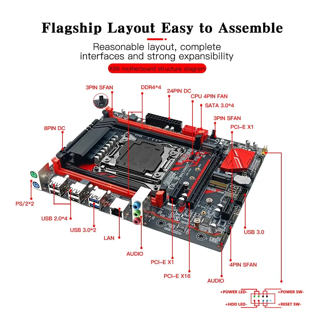 MACHINIST E5 RS9 LGA 2011-V3 Motherboard Intel X99 Server Micro ATX 23.5cm x 18.5cm - view 5