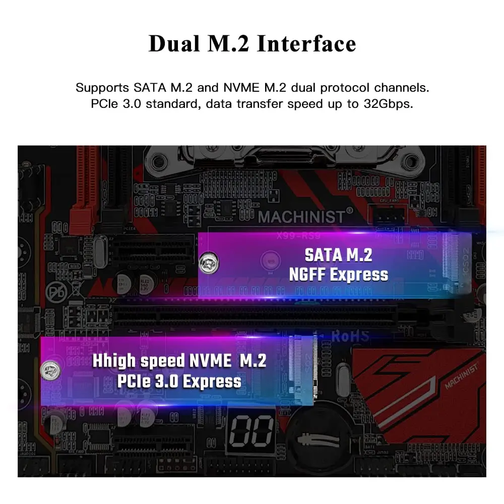 MACHINIST E5 RS9 LGA 2011-V3 Motherboard Intel X99 Server Micro ATX 23.5cm x 18.5cm - view 2