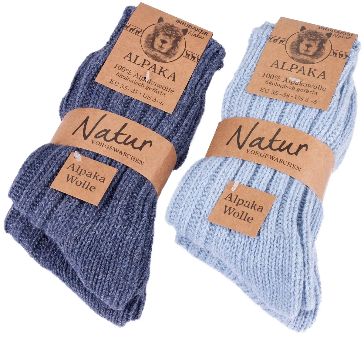 BRUBAKER Warm Alpaca Socks for Men or Women | 4 Pairs | Thick, Breathable & Eco Dyed - main product image