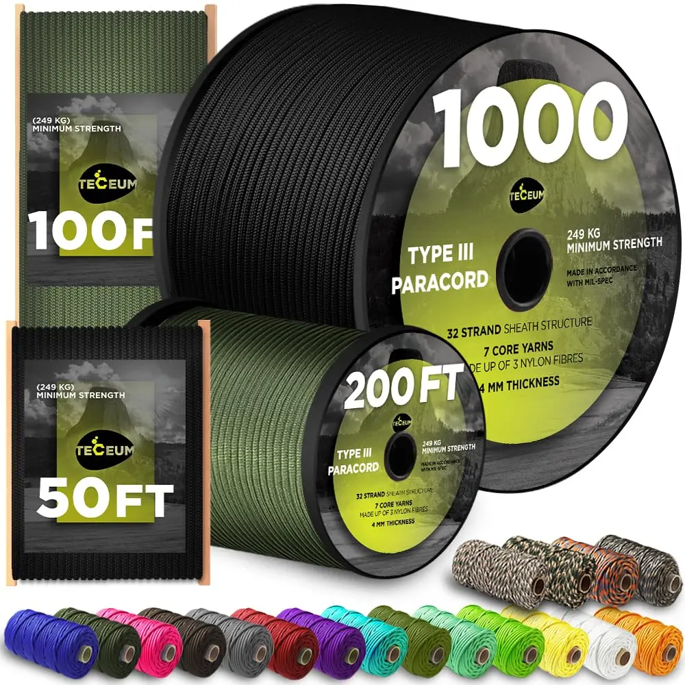 TECEUM Paracord Rope Type III 550 | MIL-SPEC Outdoor Tactical Cord, 100 ft - main product image