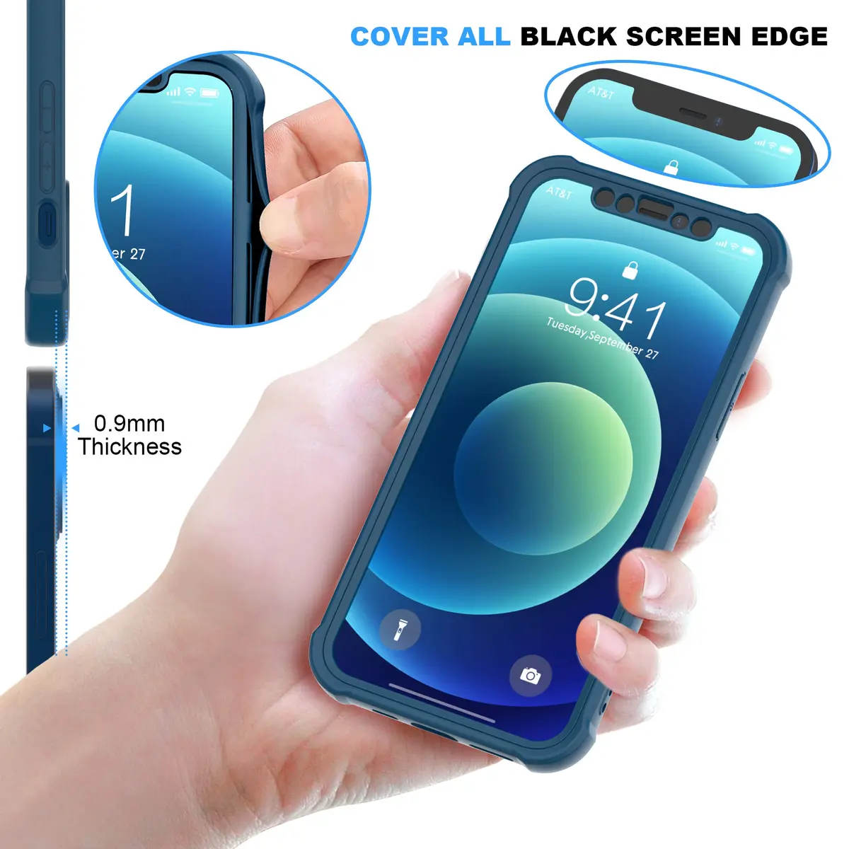 ORETECH 3-in-1 Case for iPhone 12 Mini (5.4") with 2x Tempered Glass Screen Protectors | Blue - view 4