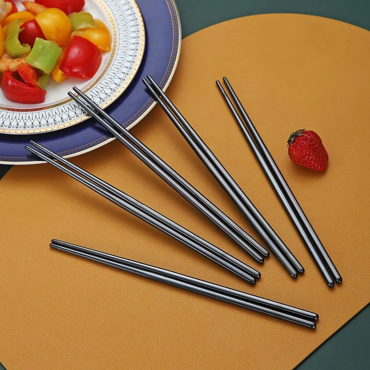 HOMQUEN Reusable Stainless Steel Chopsticks 8.9 Inch | Dishwasher Safe & Durable - view 4