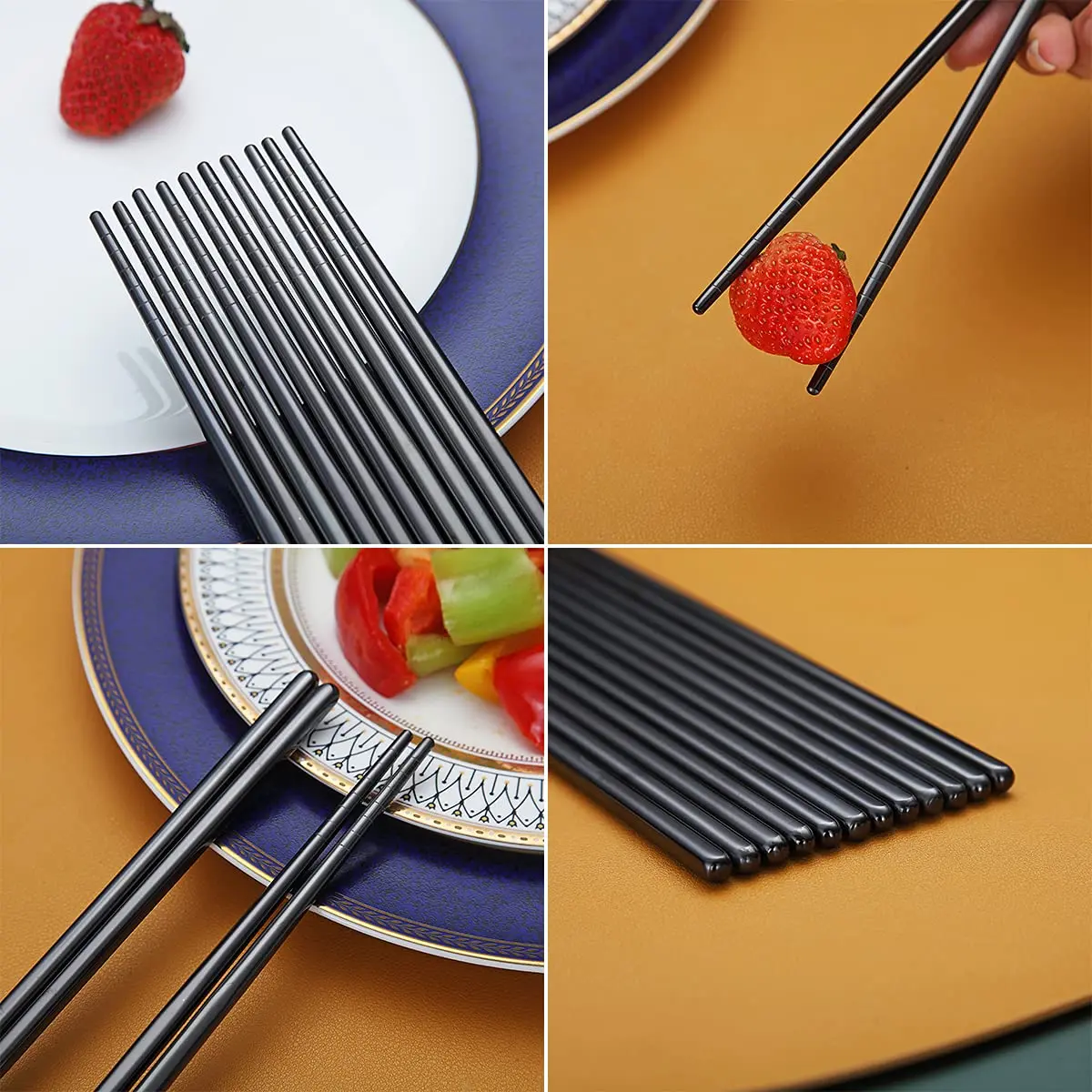 HOMQUEN Reusable Stainless Steel Chopsticks 8.9 Inch | Dishwasher Safe & Durable - view 7