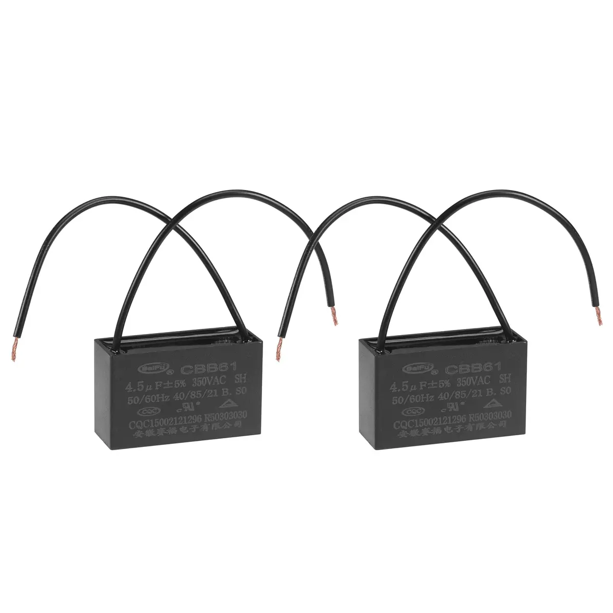 uxcell 350V 2pcs | Metallized Polypropylene Fan Capacitor 4.5uF for Ceiling Fans & Motors - main product image