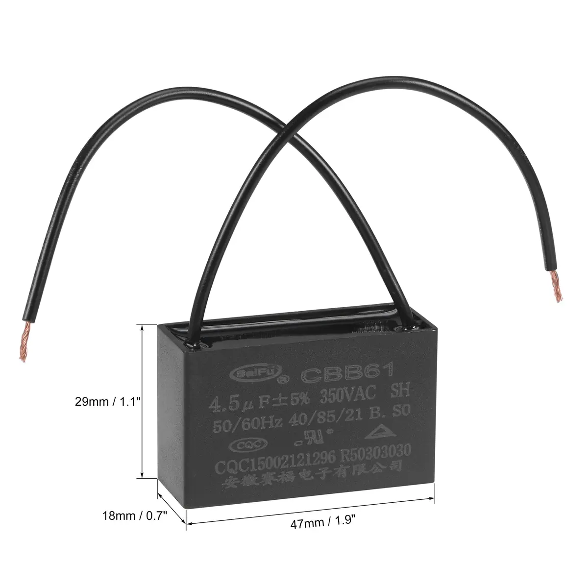 uxcell 350V 2pcs | Metallized Polypropylene Fan Capacitor 4.5uF for Ceiling Fans & Motors - view 2