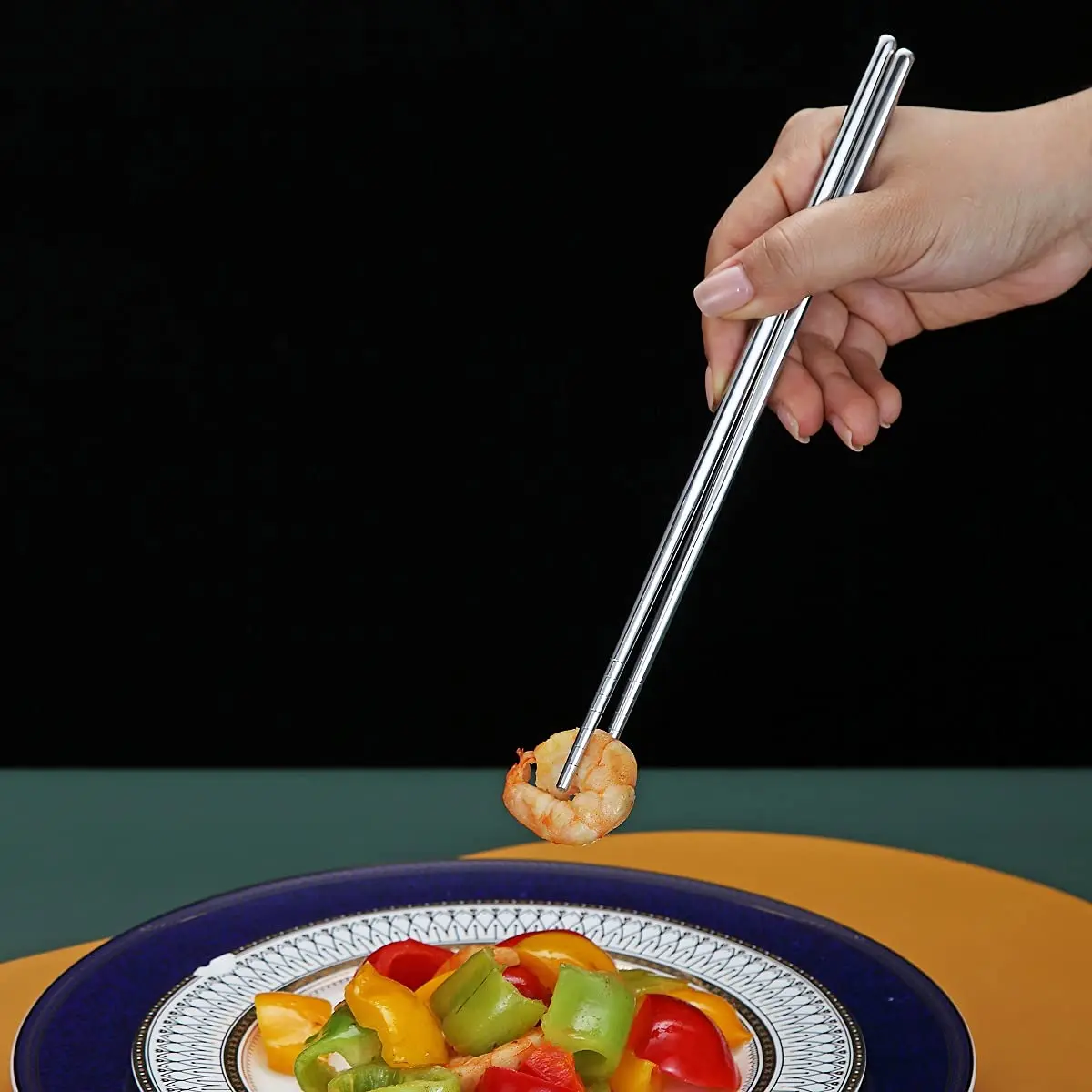 HOMQUEN Stainless Steel Reusable Chopsticks 8.9 Inch | Dishwasher Safe & Durable - view 5