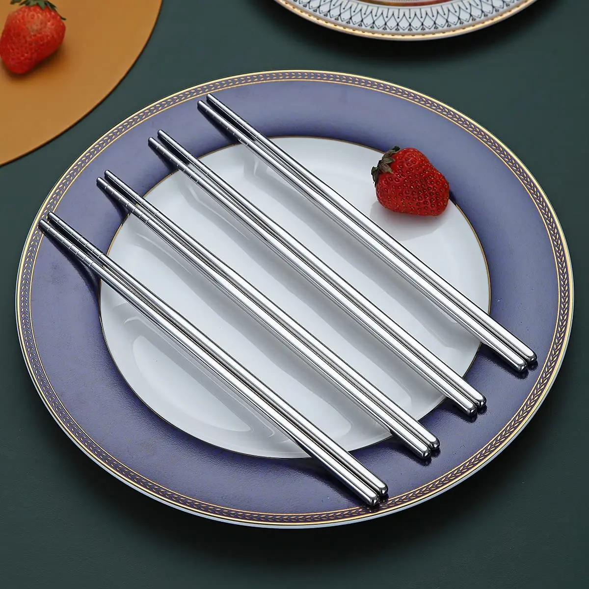 HOMQUEN Stainless Steel Reusable Chopsticks 8.9 Inch | Dishwasher Safe & Durable - view 3