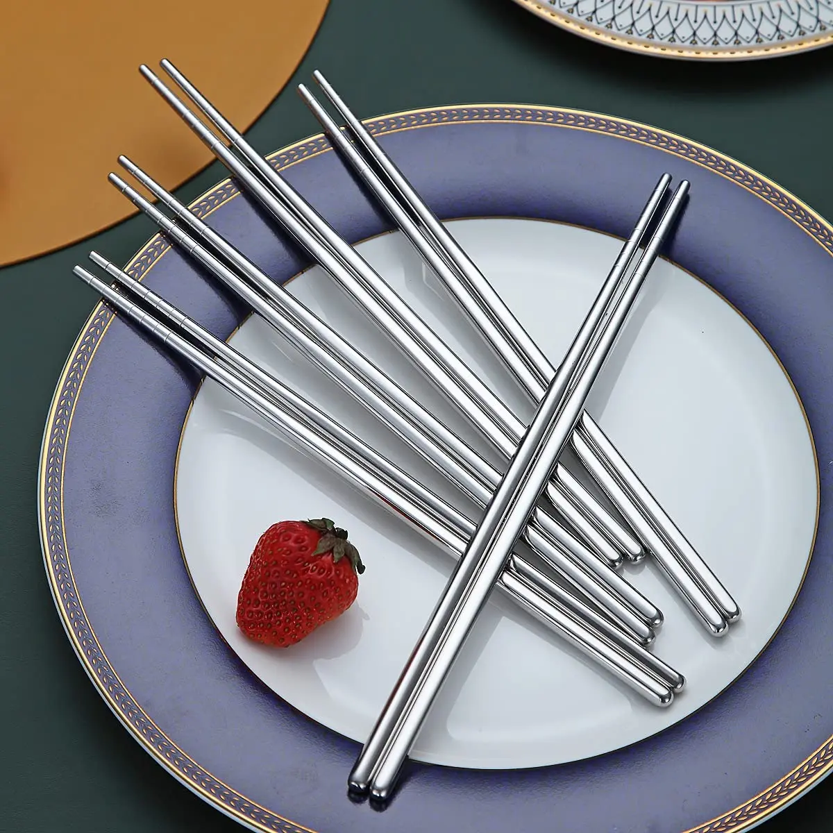 HOMQUEN Stainless Steel Reusable Chopsticks 8.9 Inch | Dishwasher Safe & Durable - view 4