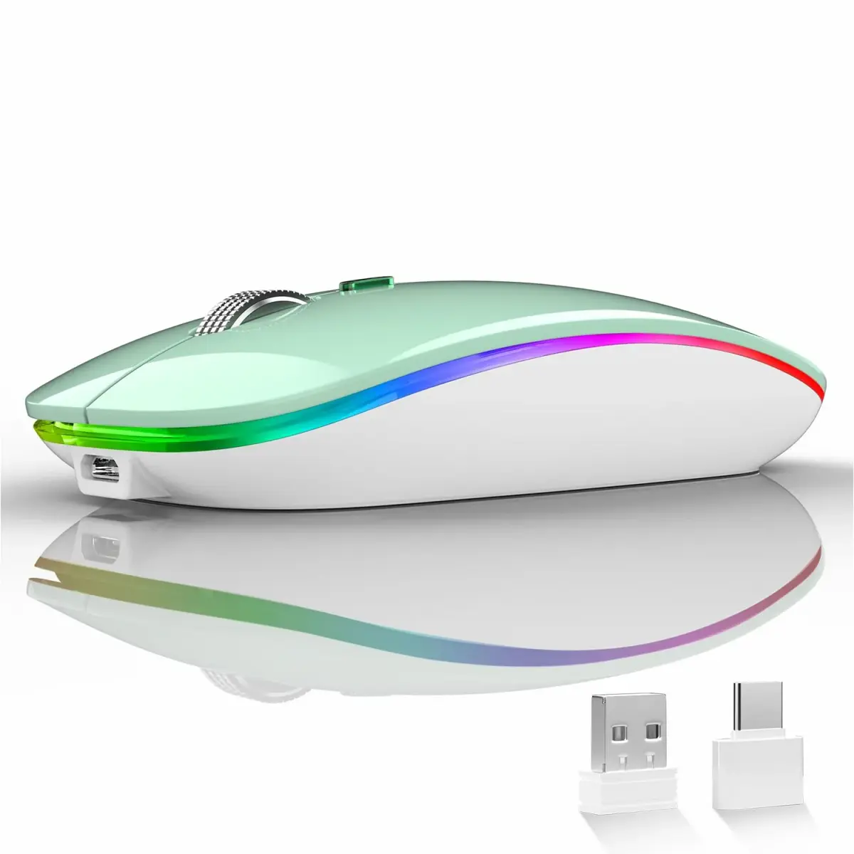 Uiosmuph G12 Wireless Mouse | Rechargeable, Silent, USB-C, 1600 DPI, Mint Green - main product image