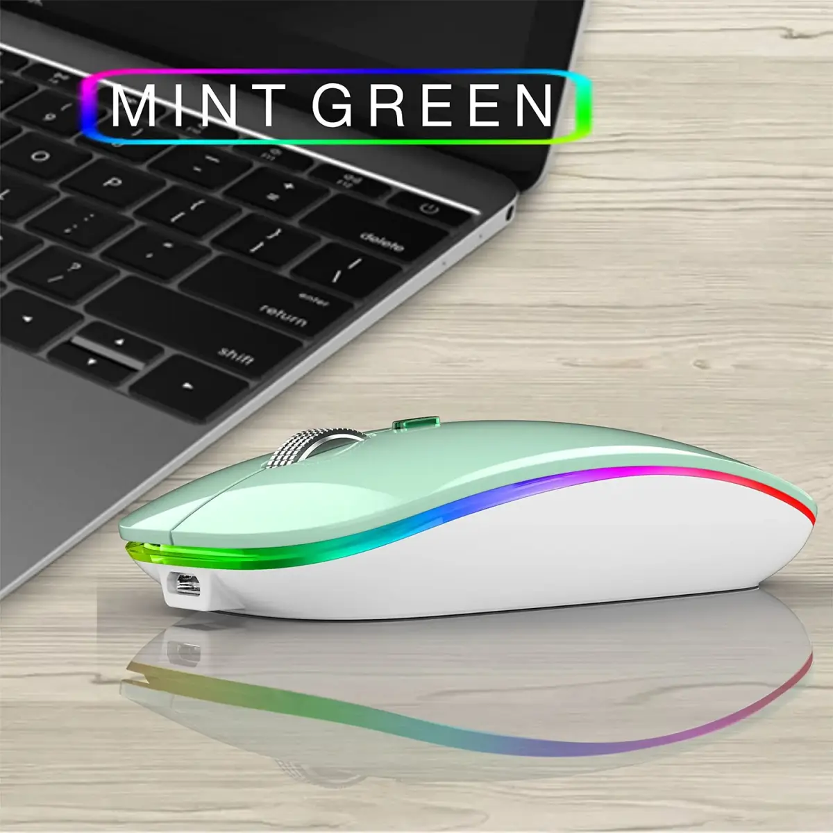 Uiosmuph G12 Wireless Mouse | Rechargeable, Silent, USB-C, 1600 DPI, Mint Green - view 3