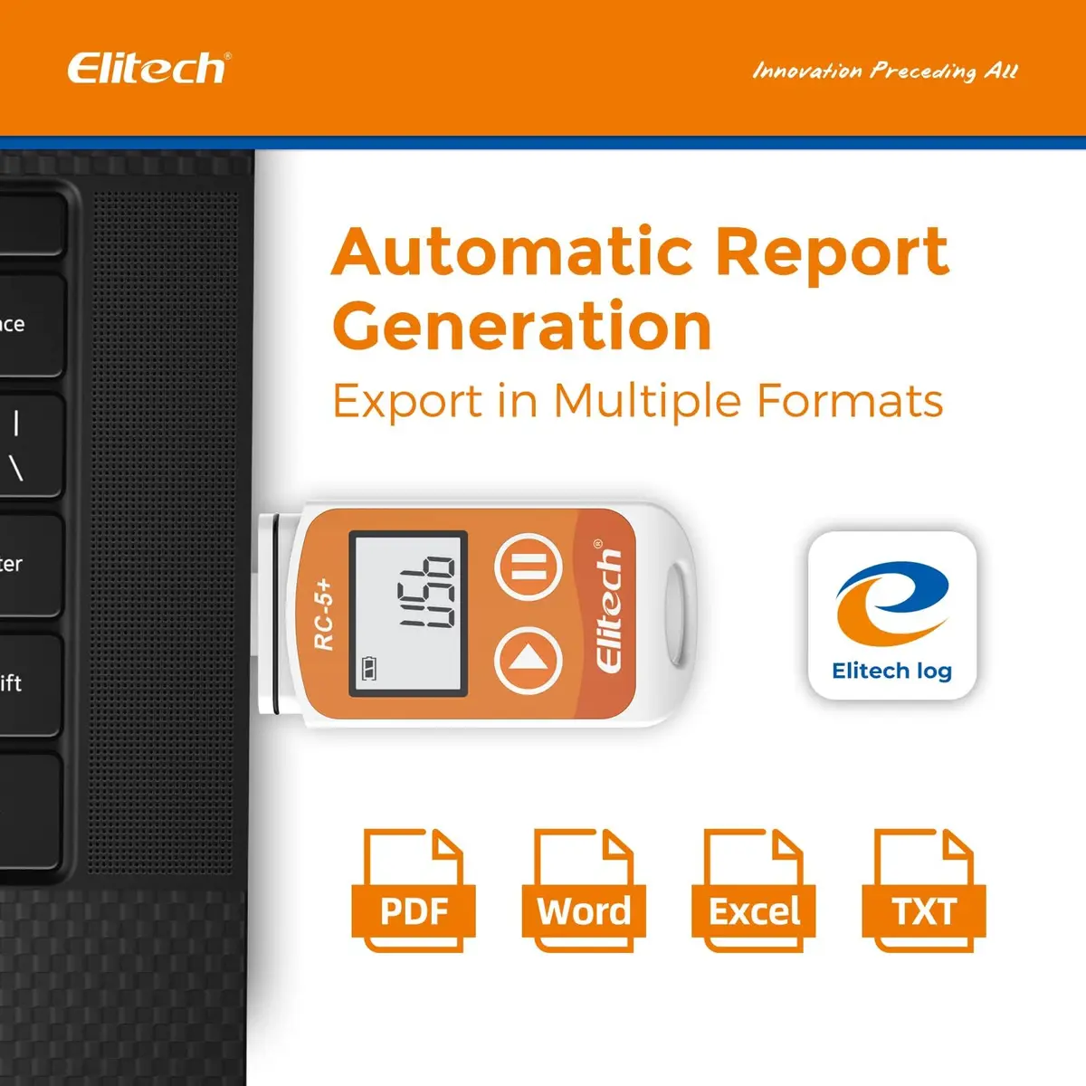 Elitech RC-5+ TE Digital PDF USB Temperature Data Logger 100Pack | High Accuracy with External Sensor - view 2