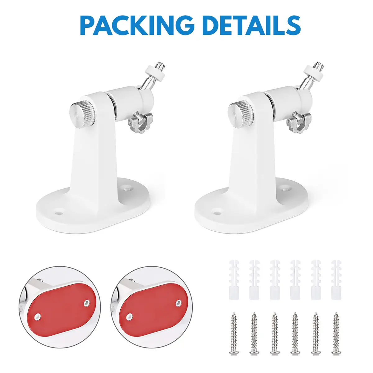 ALERTCAM 2Pack Adjustable Security Wall Mount Bracket for Ring & More | Swivels 360° & Tilts 90° | White - view 7
