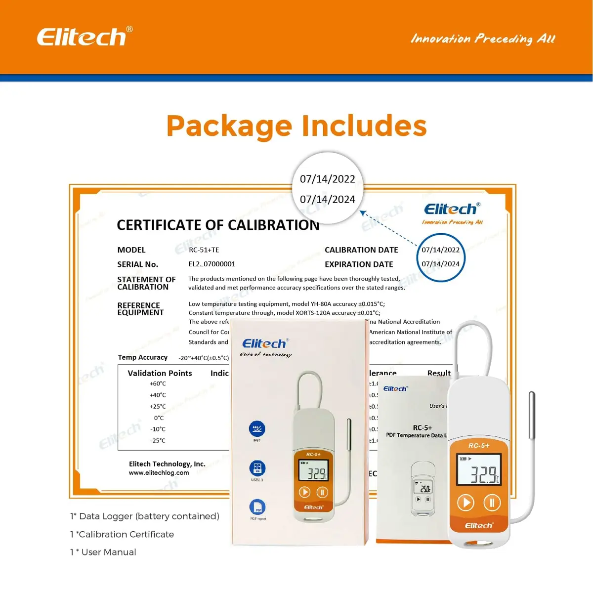 Elitech RC-5+ TE Digital PDF USB Temperature Data Logger 50Pack | High Accuracy External Sensor - view 9