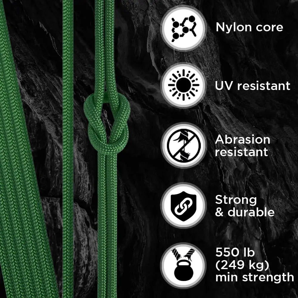 TECEUM Type III 550 Paracord Rope 30.5 m (100 ft) Green | MIL-SPEC Tactical Survival Utility Cord - view 3