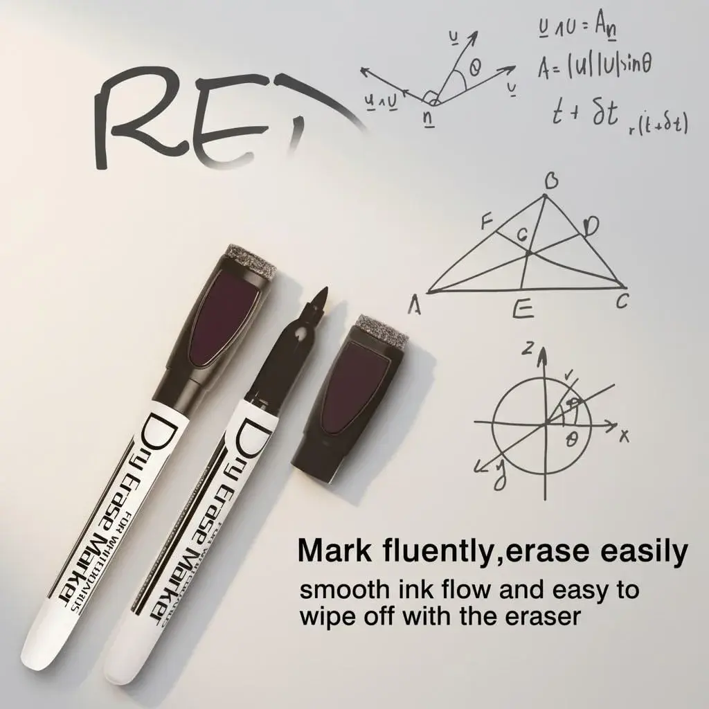 Volcanics Magnetic Dry Erase Markers Fine Tip 1mm Black 12 Pack | Low Odor, Smear-Proof, Vivid Ink - view 6