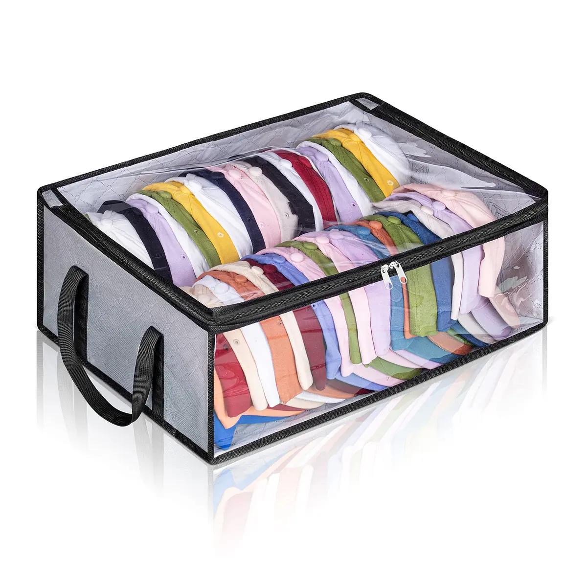 AOODA Hat Storage for Baseball Caps 20"L x 16"W x 6.7"H | Holds up to 40 Caps, Grey - main product image