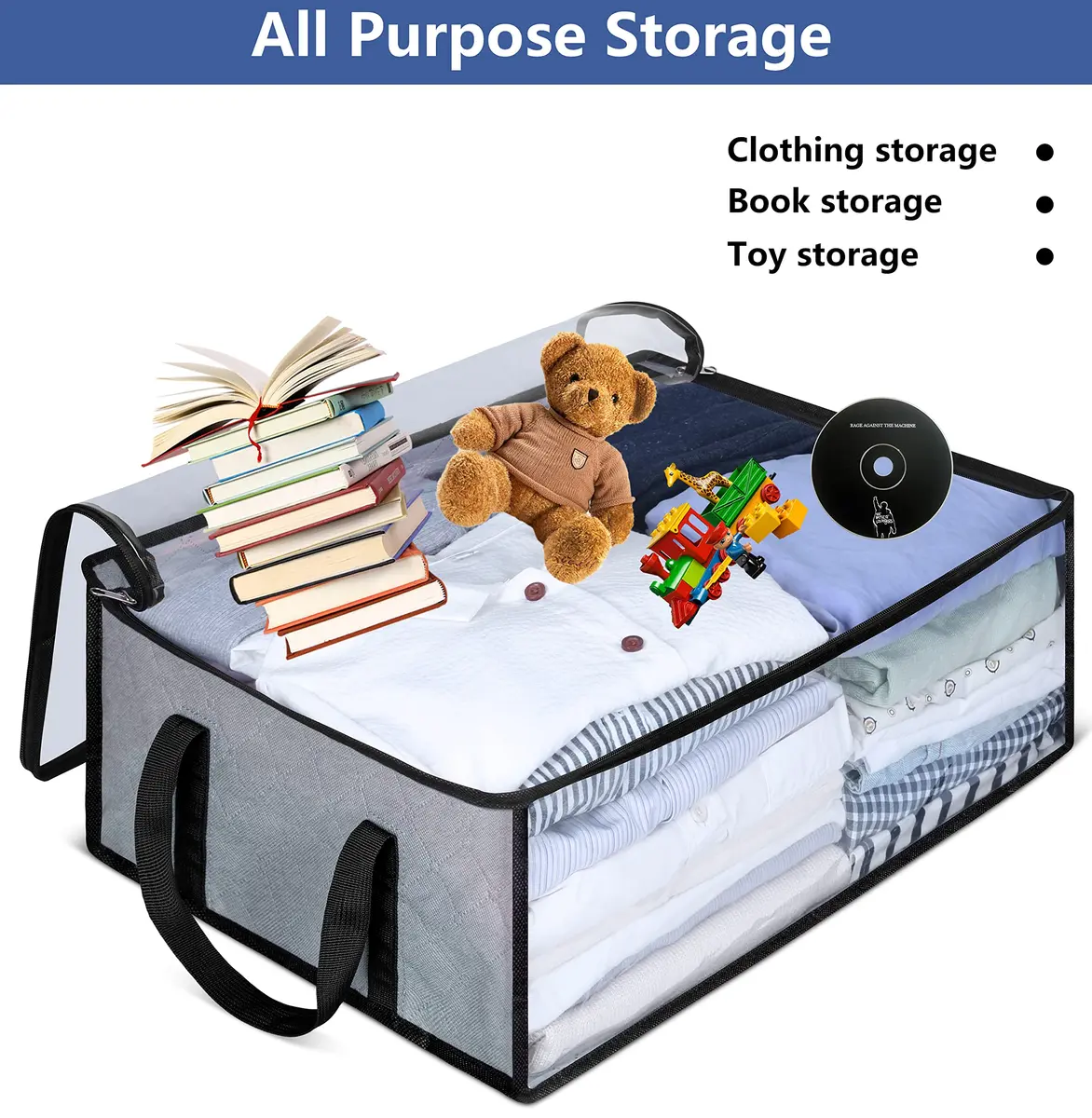AOODA Hat Storage for Baseball Caps 20"L x 16"W x 6.7"H | Holds up to 40 Caps, Grey - view 7