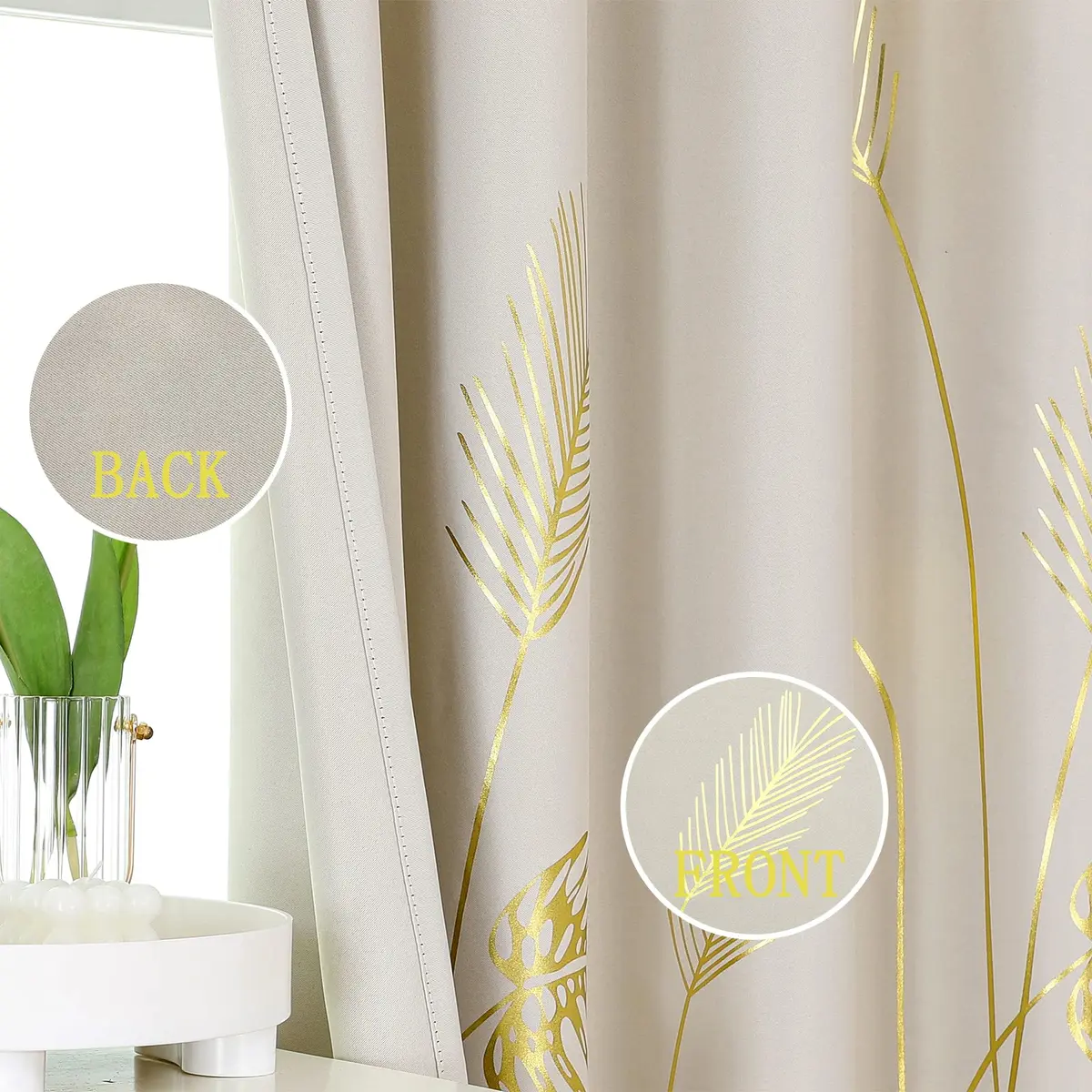 Estelar Textiler Cream Patterned Curtains for Bedroom & Living Room | Blackout, Energy Saving, 42Wx72L - view 3