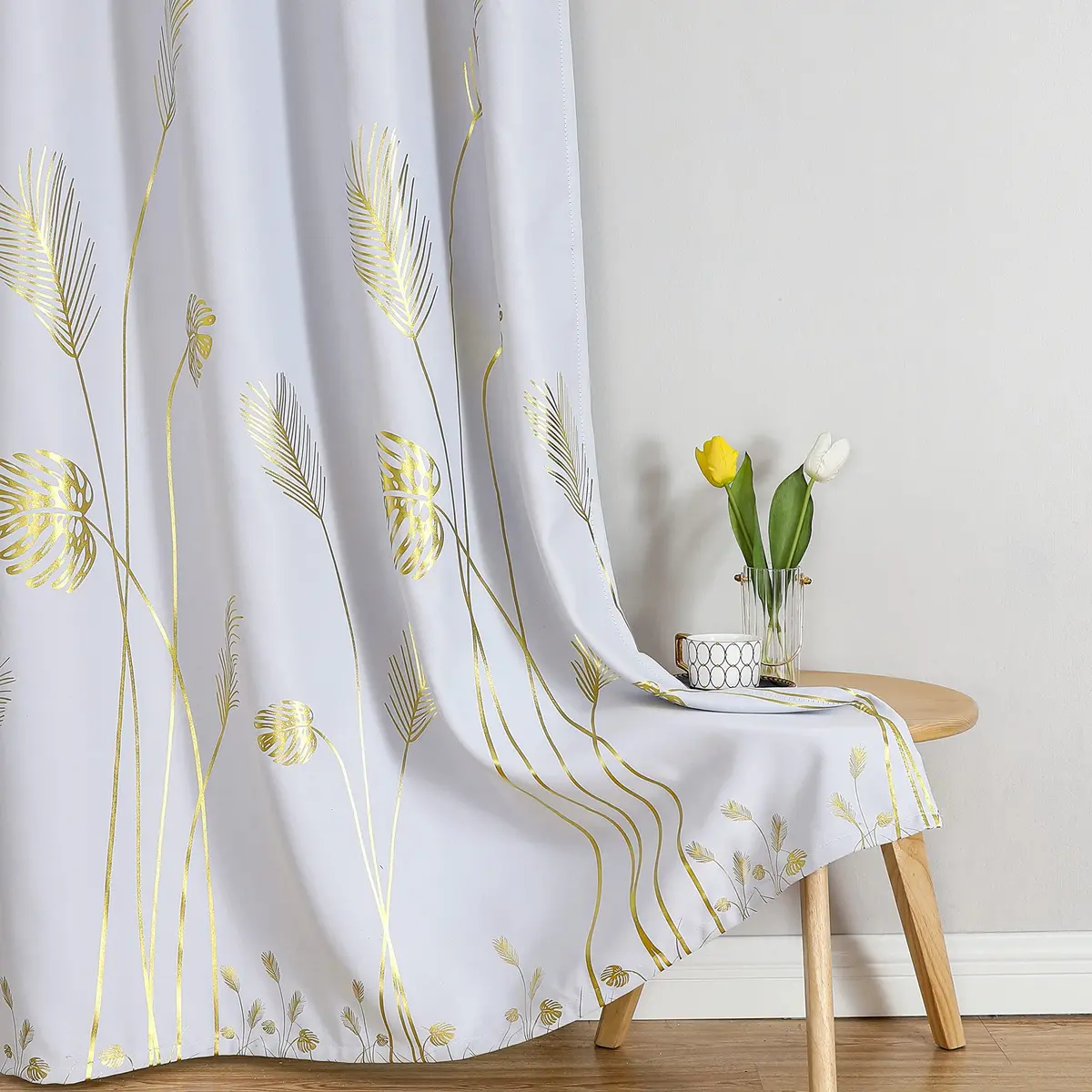 Estelar Textiler Greyish White Patterned Curtains for Living Room 42Wx72L | Blackout, Energy Saving, Grommet - view 7