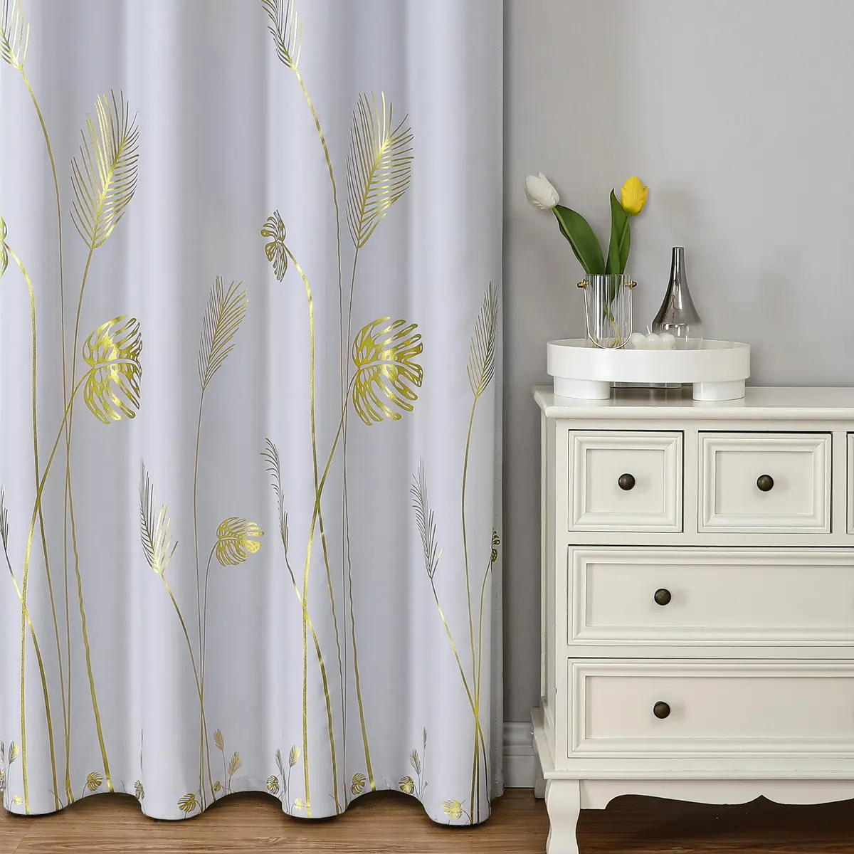 Estelar Textiler Greyish White Patterned Curtains for Living Room 42Wx72L | Blackout, Energy Saving, Grommet - view 2