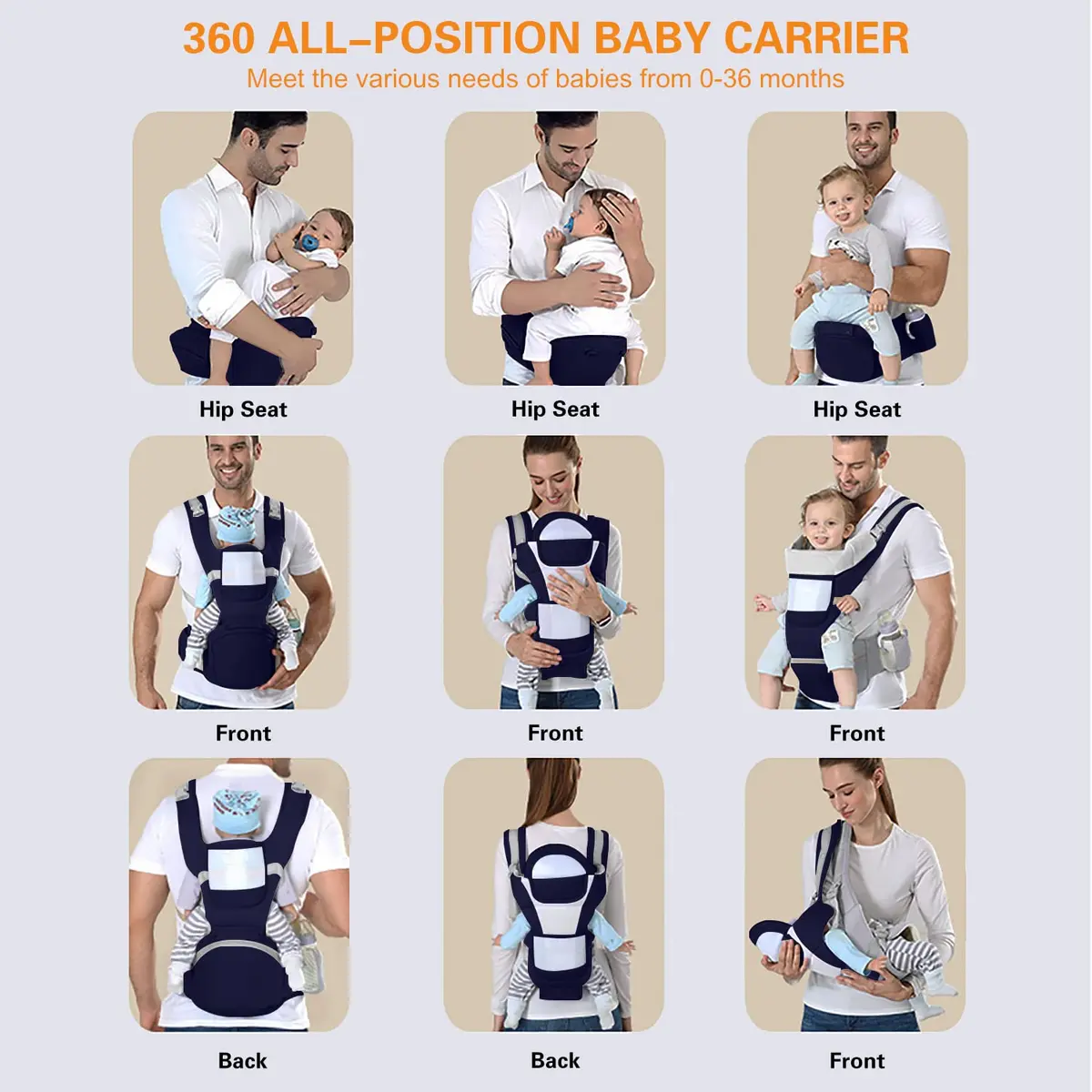 YSSKTC Ergonomic Baby Carrier with Hip Seat for Newborns to Toddlers | 360° All Position, 7-45 lbs - view 5