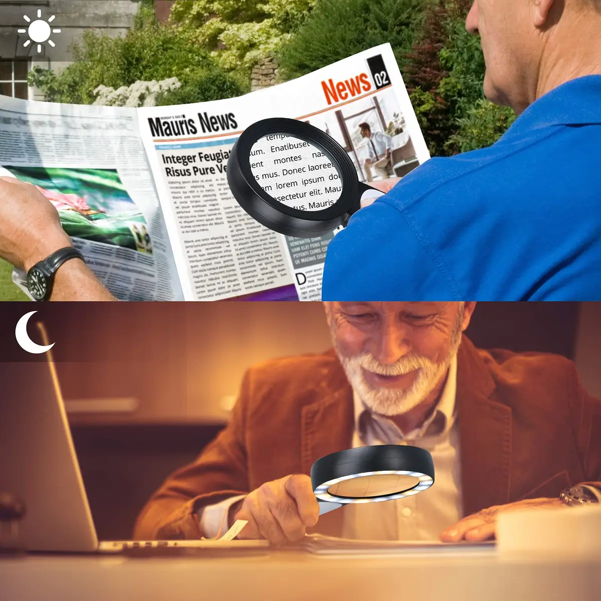 Arsir Magnifying Glass with Light for Reading | 3 Light Modes, 18 LEDs, Large 3.15 inch Lens, Seniors & Low Vision Support - view 4