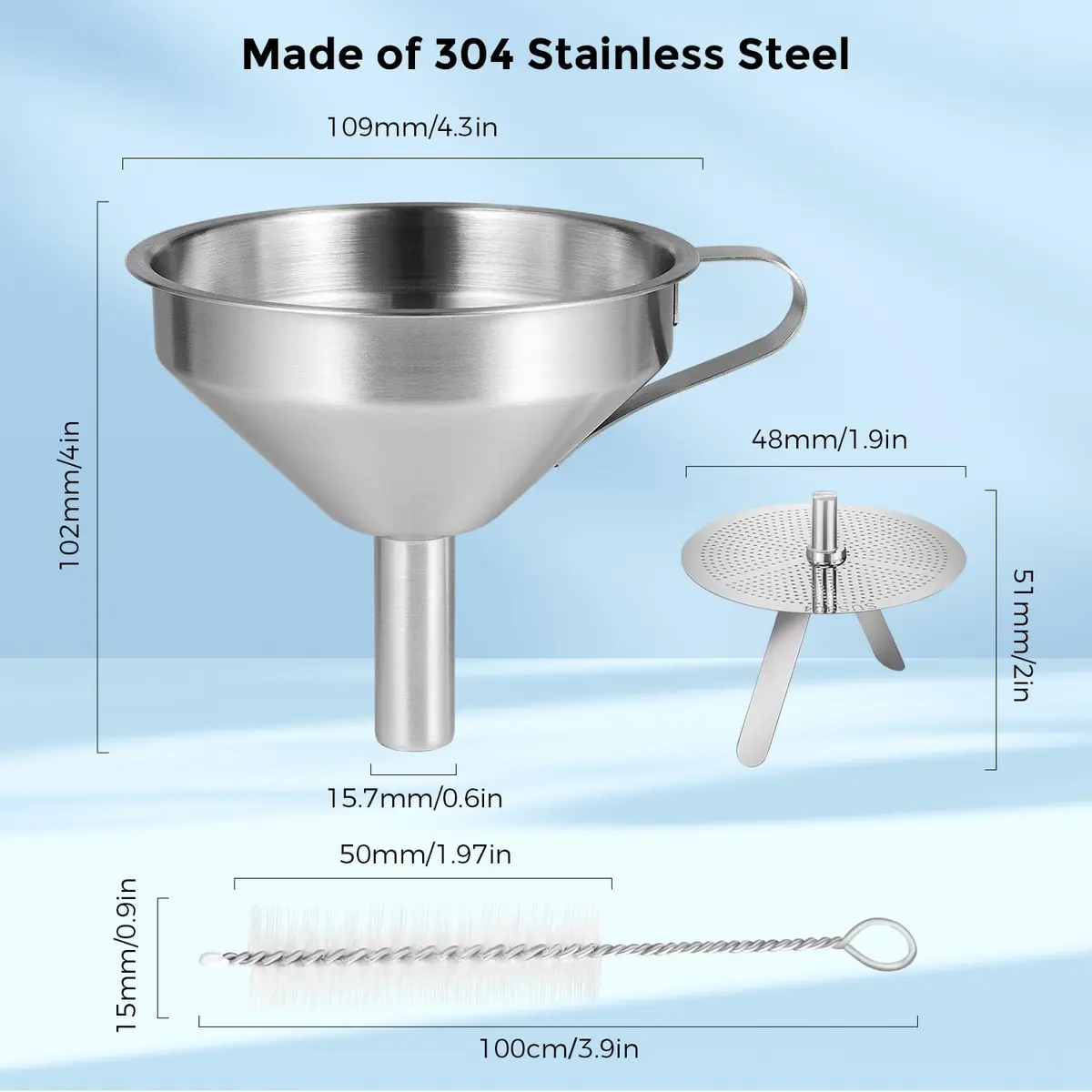 Sovol 3D Printer Stainless Steel Funnel Resin Filter Cup with Cleaning Kit (11.2cm x 10.9cm x 10.2cm) - view 6