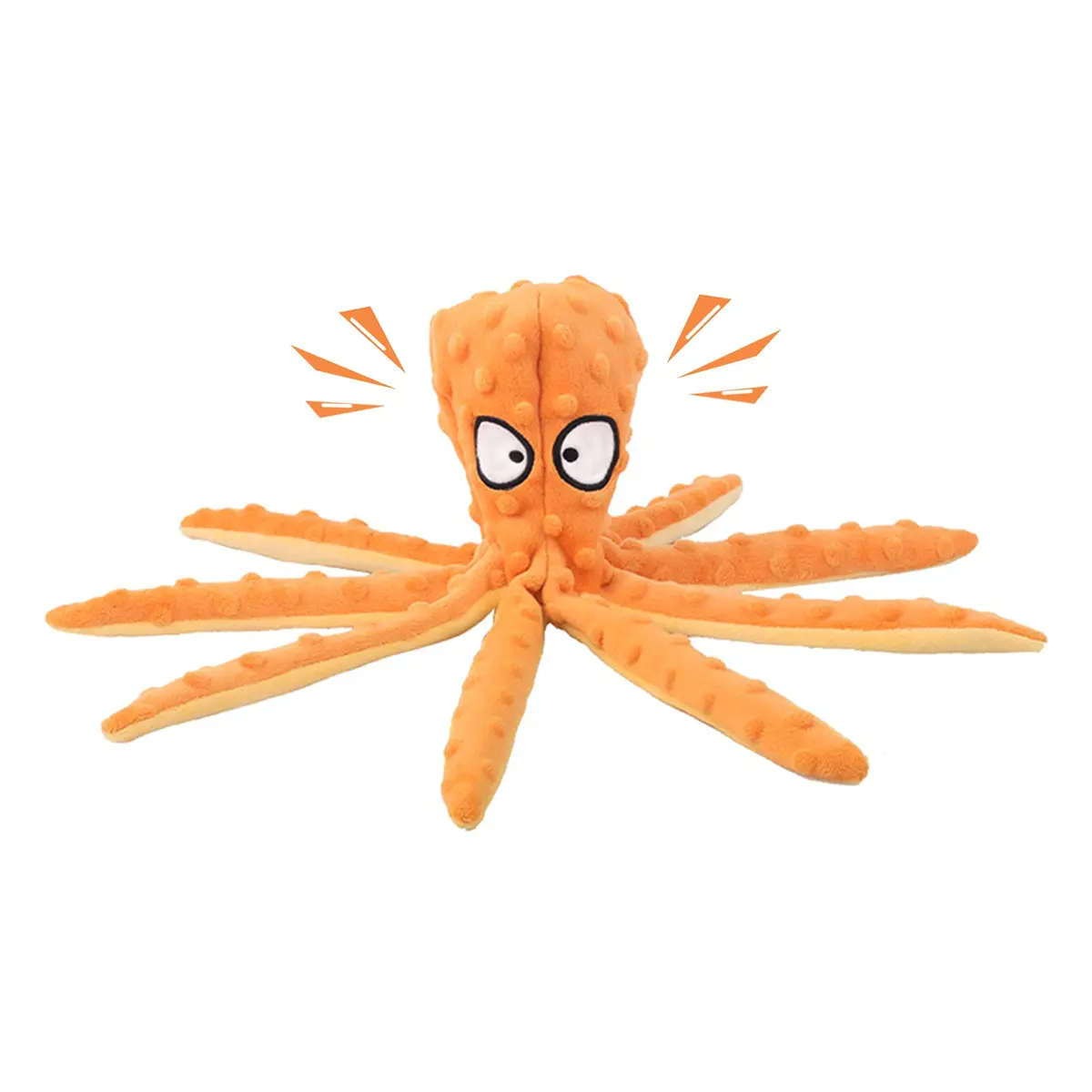 WishLotus Octopus Dog Chew Toy, No Stuffing Plush Dog Squeaky Toy with Crinkle Paper in Legs, Corduroy Interactive Dogs Play Teething Toys for Small, Medium Dogs (Orange) - main product image