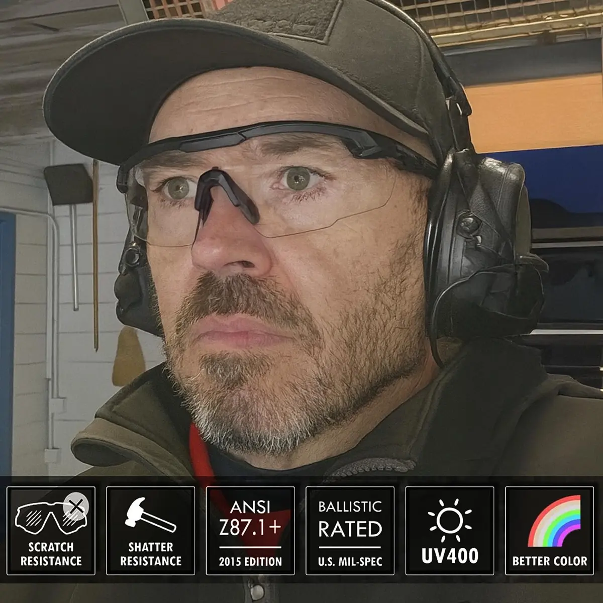 HTS HUNTERSKY S57 Yellow Lens Ballistic Safety Glasses ANSI Z87+ Impact-Resistant Impact Nylon (Medium) | UV400 Anti-Fog - view 2