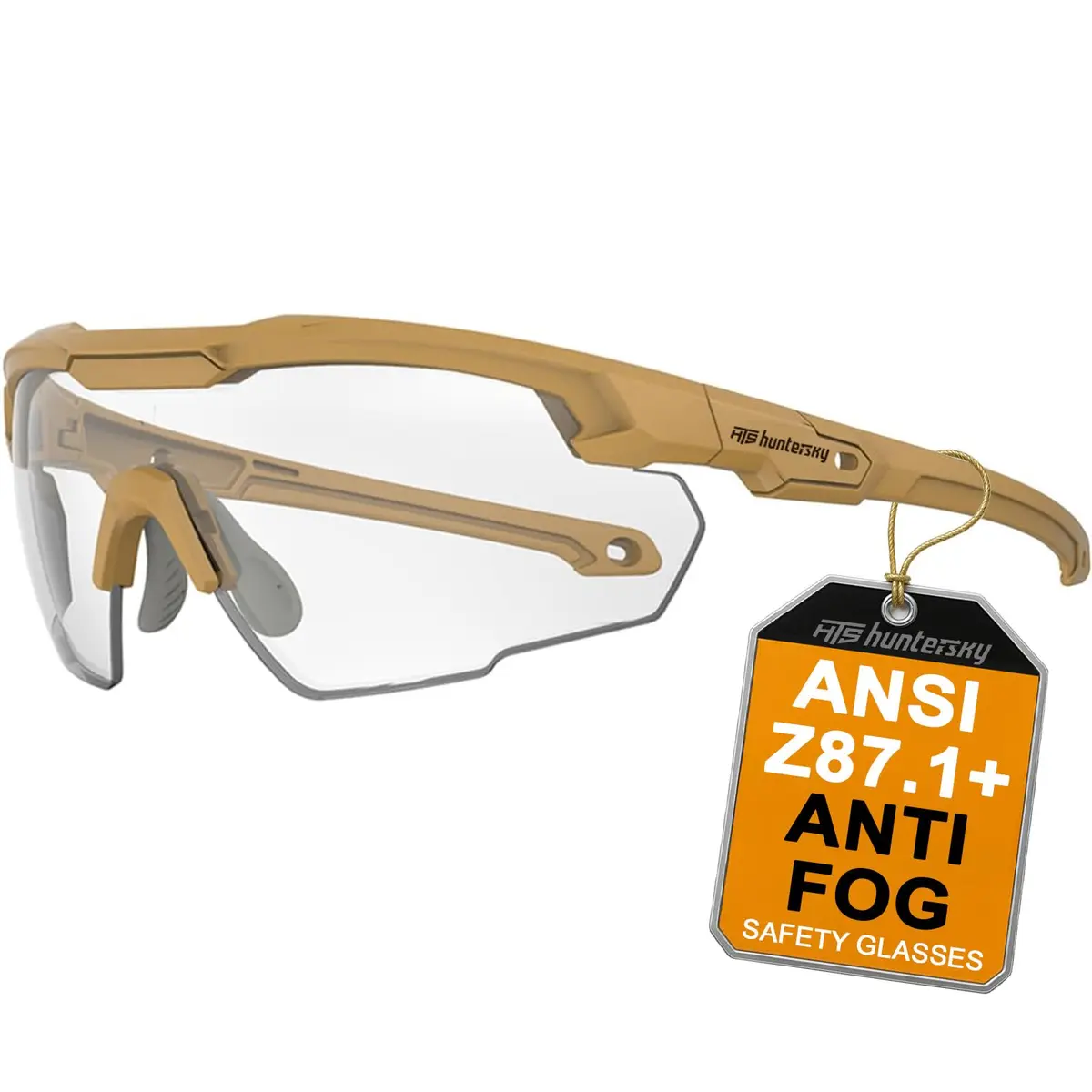 HTS HUNTERSKY S57 Clear Lens Ballistic Tactical Shooting Glasses | ANSI Z87+ UV400 Protection - main product image