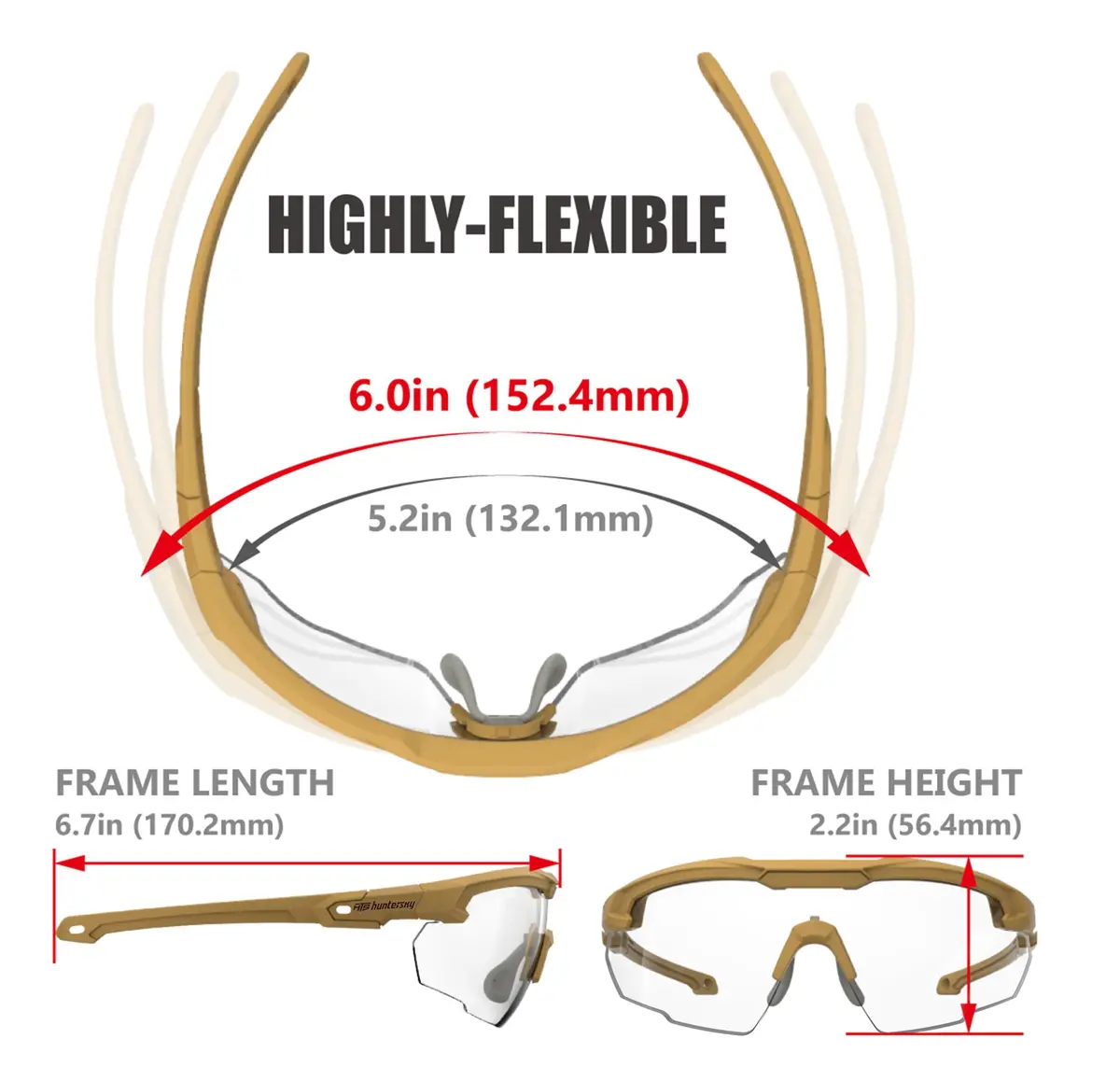 HTS HUNTERSKY S57 Clear Lens Ballistic Tactical Shooting Glasses | ANSI Z87+ UV400 Protection - view 6