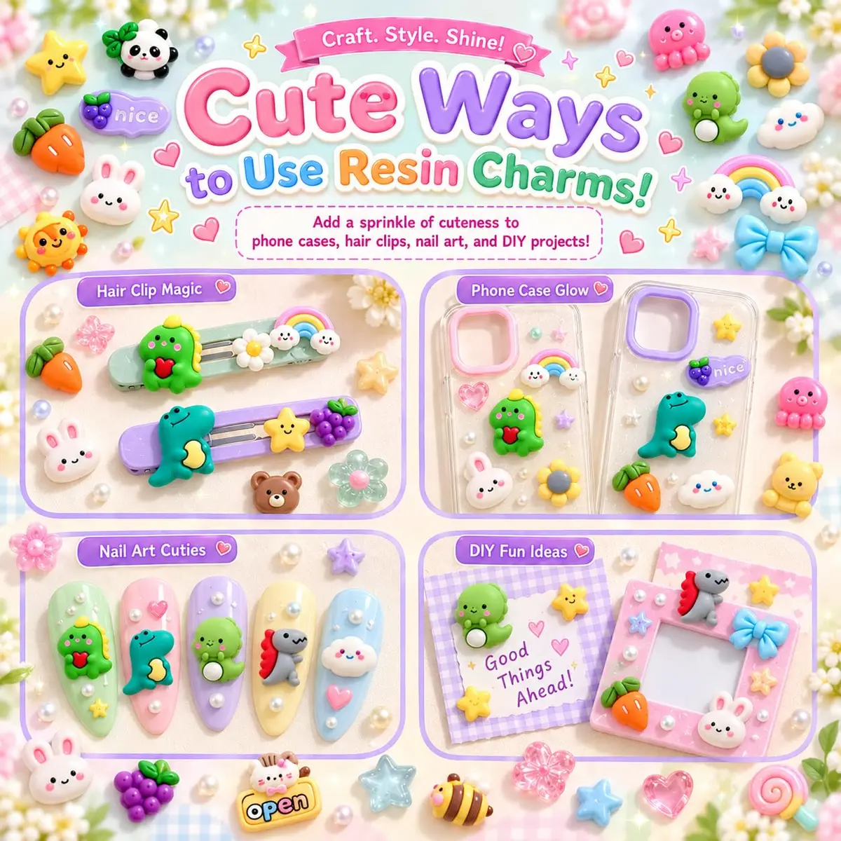 LEEXINLUU Slime Charms Cartoon Animal & Fruit Set | Assorted Resin Flatbacks for DIY Crafts & Decorations - view 5
