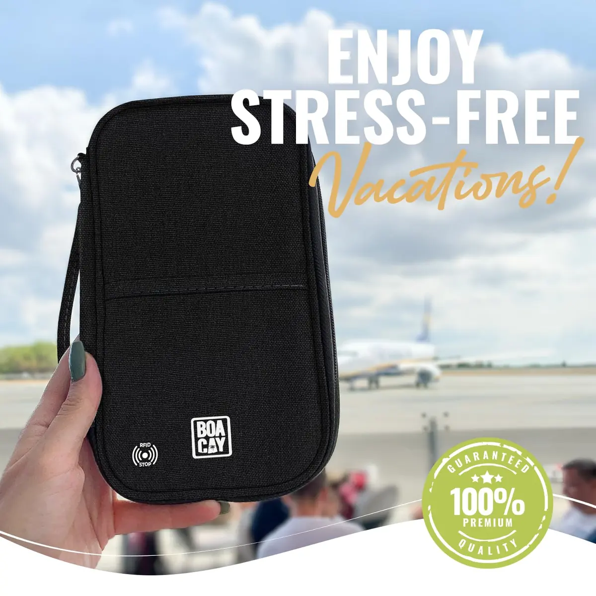BOACAY Travel Document Organizer with RFID, Waterproof Family Passport Holder, Wallet for Women & Men, 5x1.4x8.9" - view 6